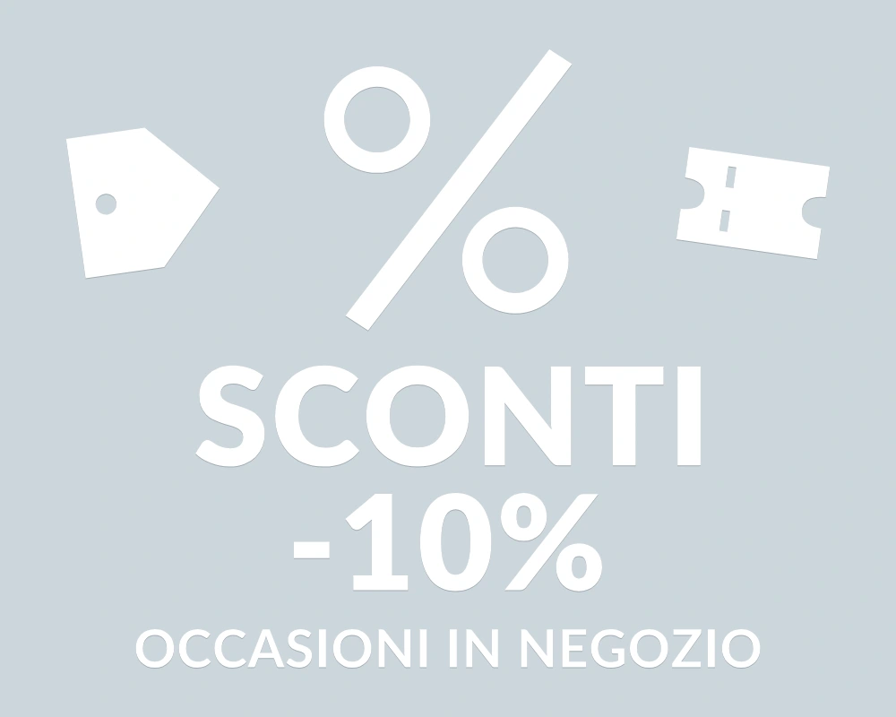 Percentuale in evidenza - Emblema centrale - SCONTI -10% | Adesivo vetrina prespaziato