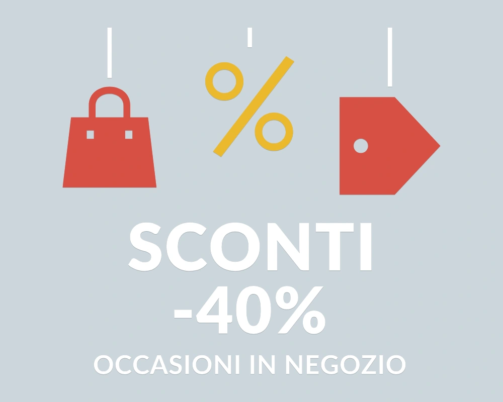 Percentuale in evidenza - Pendenti in festa - SCONTI -40% | Adesivo vetrina prespaziato