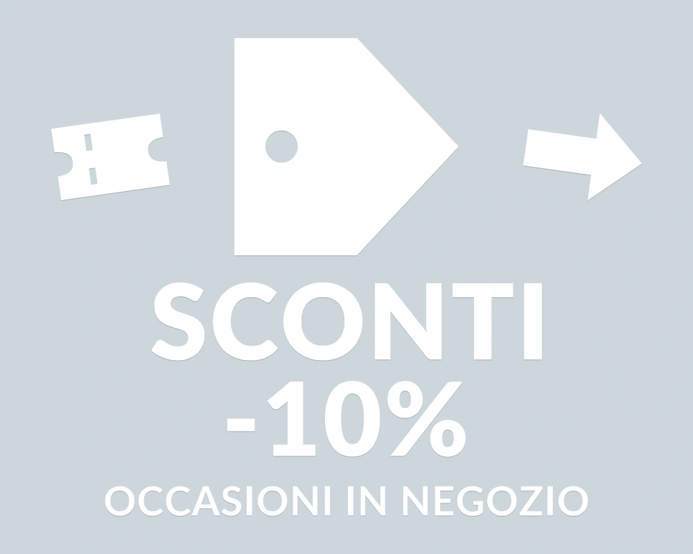 Etichetta sconto - Emblema centrale - SCONTI -10% | Adesivo vetrina prespaziato