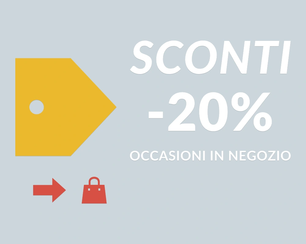 Etichetta sconto - Insegna laterale - SCONTI -20% | Adesivo vetrina prespaziato