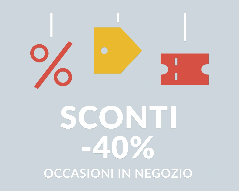 Etichetta sconto - Pendenti in festa - SCONTI -40% | Adesivo vetrina prespaziato
