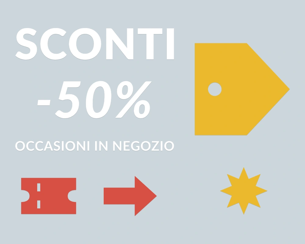 Etichetta sconto - Cornice asimmetrica - SCONTI -50% | Adesivo vetrina prespaziato