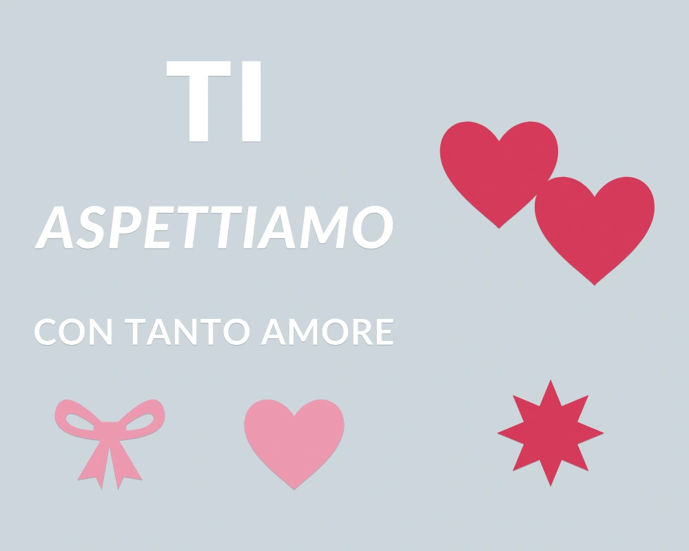 Due cuori in viaggio - Cornice asimmetrica - TI ASPETTIAMO | Adesivo vetrina prespaziato