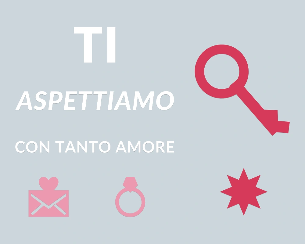 Chiave dei desideri - Cornice asimmetrica - TI ASPETTIAMO | Adesivo vetrina prespaziato