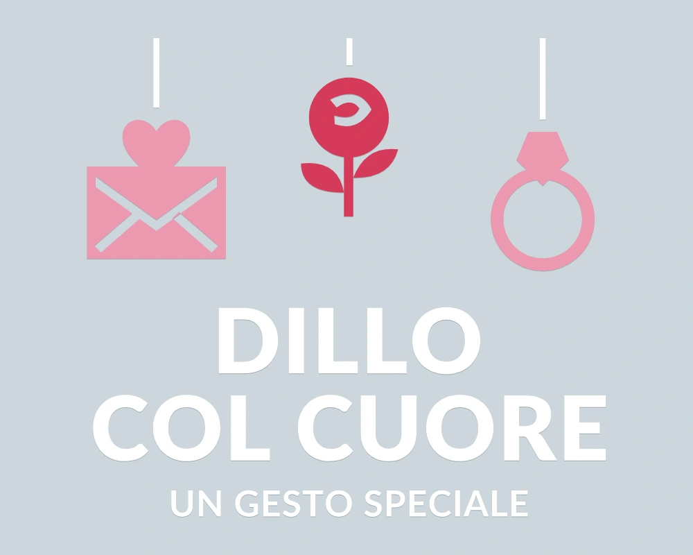 Rosa del sentimento - Pendenti in festa - DILLO COL CUORE | Adesivo vetrina prespaziato