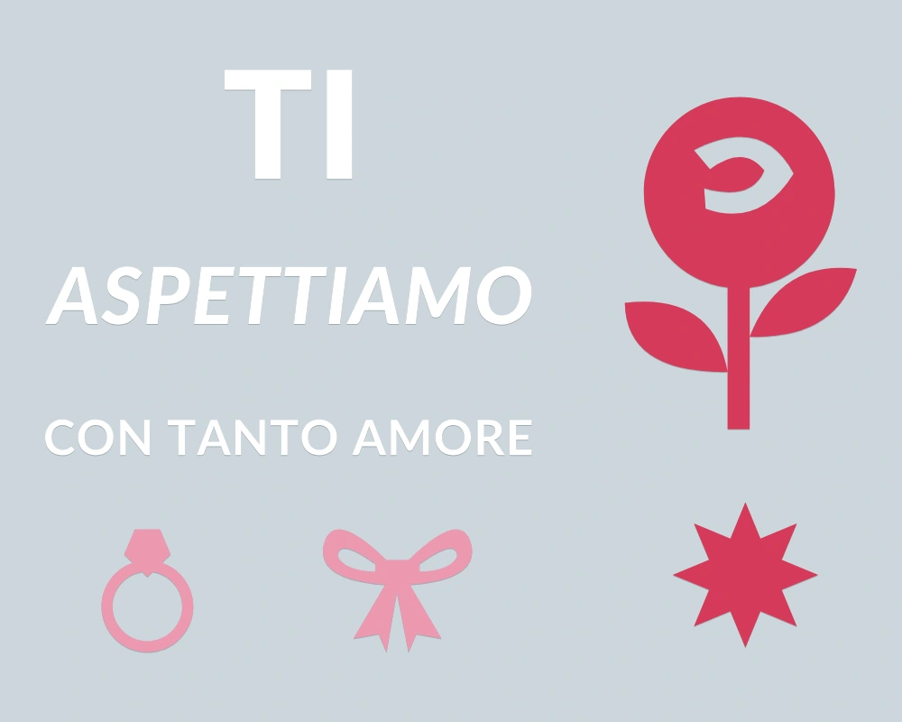 Rosa del sentimento - Cornice asimmetrica - TI ASPETTIAMO | Adesivo vetrina prespaziato