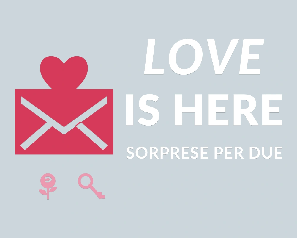 Lettera d'amore - Insegna laterale - LOVE IS HERE | Adesivo vetrina prespaziato