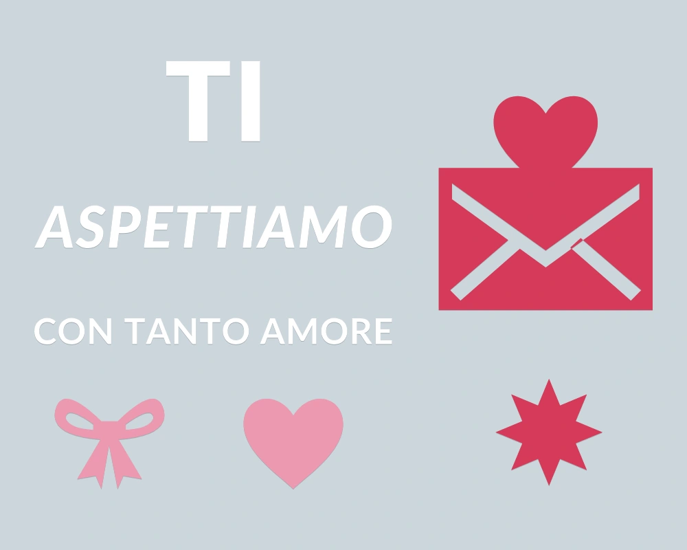 Lettera d'amore - Cornice asimmetrica - TI ASPETTIAMO | Adesivo vetrina prespaziato