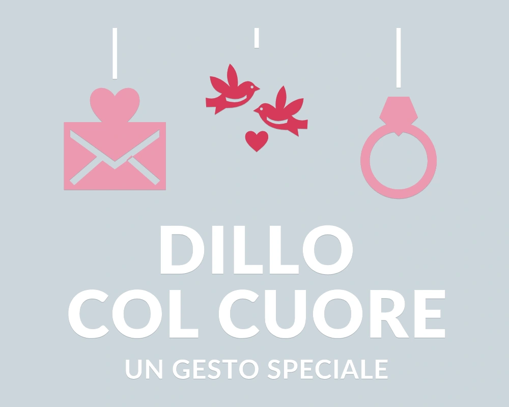 Colombe innamorate - Pendenti in festa - DILLO COL CUORE | Adesivo vetrina prespaziato