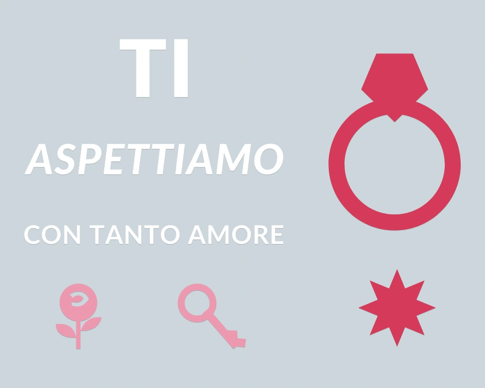 Anello dei ricordi - Cornice asimmetrica - TI ASPETTIAMO | Adesivo vetrina prespaziato