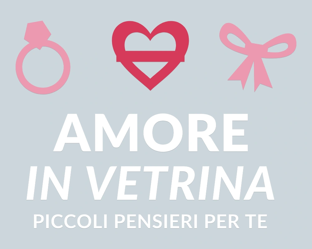 Cuore con nastro - Trio decorativo - AMORE IN VETRINA | Adesivo vetrina prespaziato