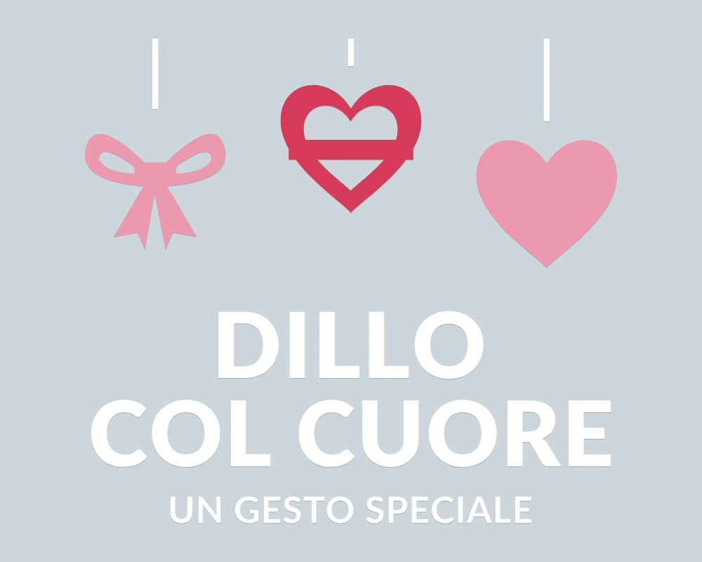 Cuore con nastro - Pendenti in festa - DILLO COL CUORE | Adesivo vetrina prespaziato