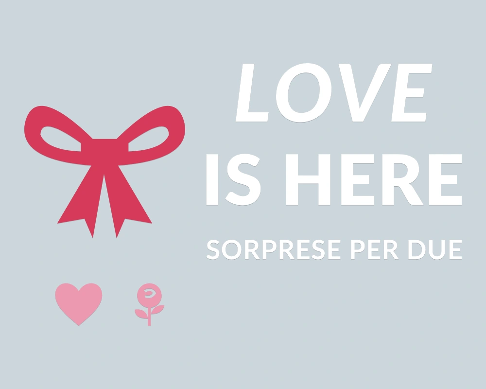 Fiocco romantico - Insegna laterale - LOVE IS HERE | Adesivo vetrina prespaziato