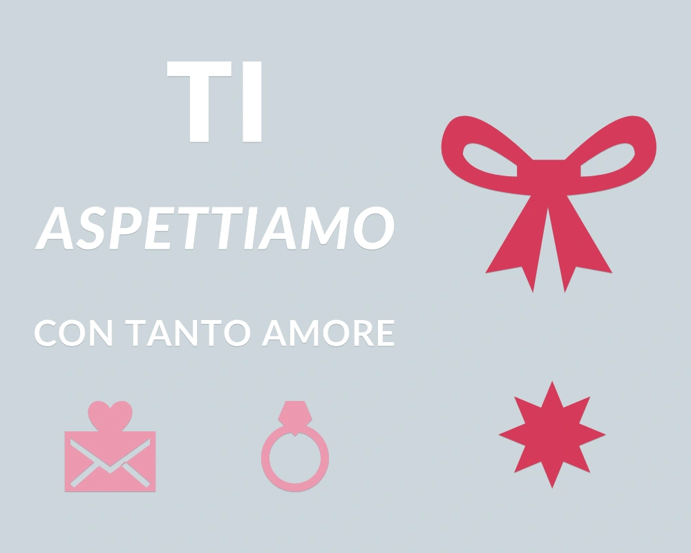 Fiocco romantico - Cornice asimmetrica - TI ASPETTIAMO | Adesivo vetrina prespaziato